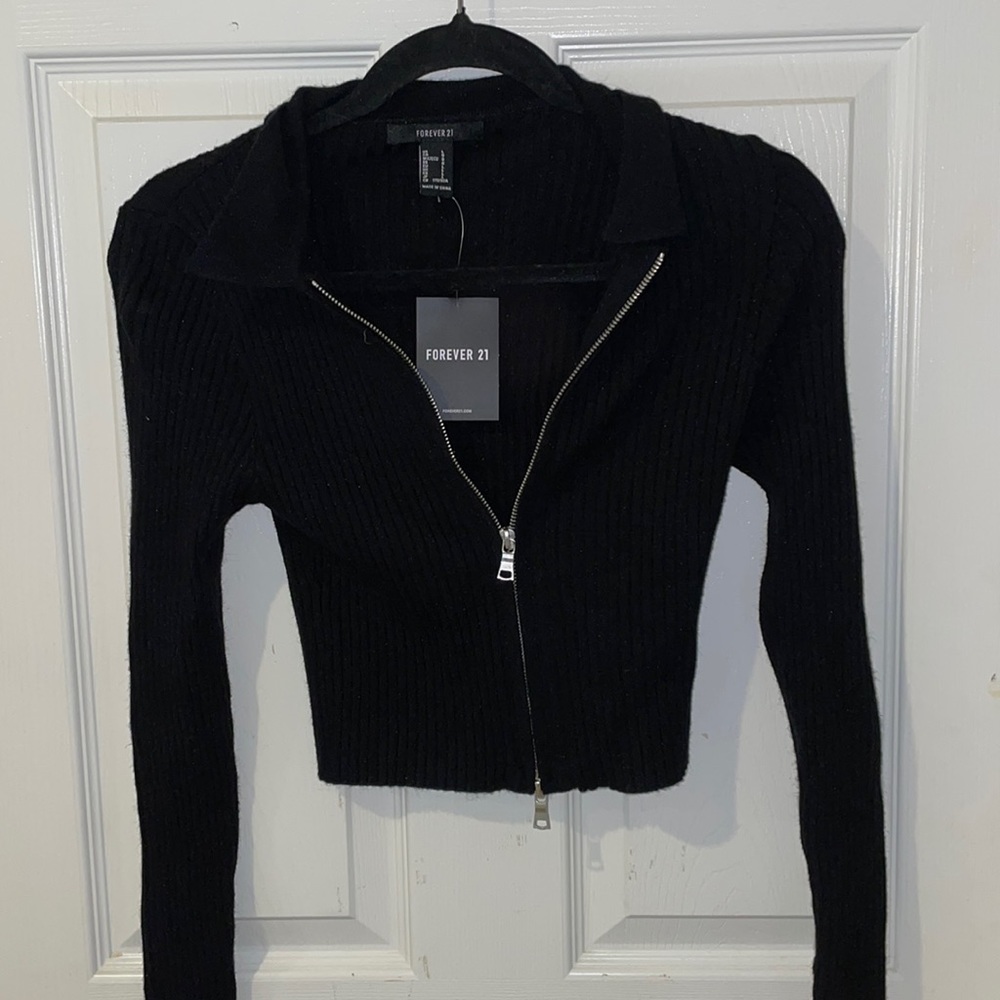 Soft crop zipper sweater